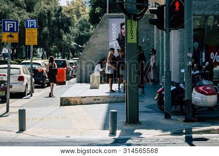 Tel Aviv Israel July 29, 2019 View Of Unknowns Israeli People Walking On Dizengoff Street At Tel Avi