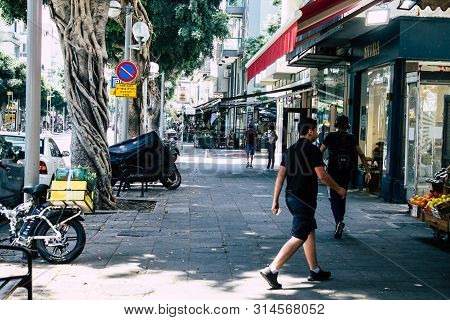 Tel Aviv Israel July 29, 2019 View Of Unknowns Israeli People Walking On Dizengoff Street At Tel Avi