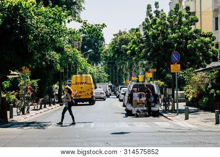 Tel Aviv Israel July 29, 2019 View Of Unknowns Israeli People Walking On Dizengoff Street At Tel Avi