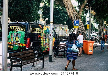Tel Aviv Israel July 29, 2019 View Of Unknowns Israeli People Walking On Dizengoff Street At Tel Avi