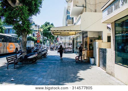Tel Aviv Israel July 29, 2019 View Of Unknowns Israeli People Walking On Dizengoff Street At Tel Avi