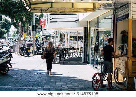 Tel Aviv Israel July 29, 2019 View Of Unknowns Israeli People Walking On Dizengoff Street At Tel Avi