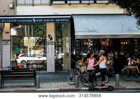 Tel Aviv Israel July 29, 2019 View Of Unknowns Israeli People Walking On Dizengoff Street At Tel Avi