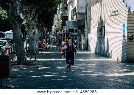 Tel Aviv Israel July 29, 2019 View Of Unknowns Israeli People Walking On Dizengoff Street At Tel Avi