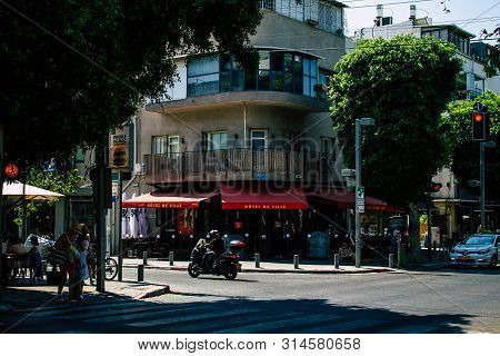 Tel Aviv Israel July 29, 2019 View Of Unknowns Israeli People Walking On Dizengoff Street At Tel Avi