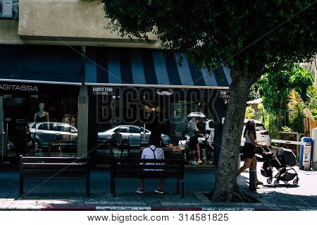 Tel Aviv Israel July 29, 2019 View Of Unknowns Israeli People Walking On Dizengoff Street At Tel Avi