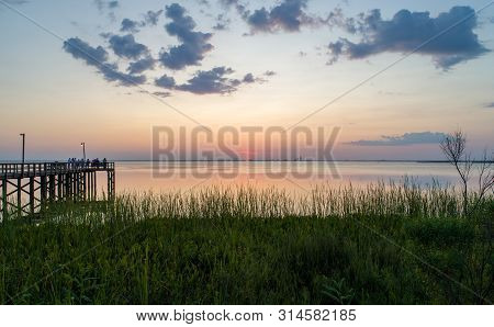 Summer Sunset On Mobile Bay From Daphne, Alabama