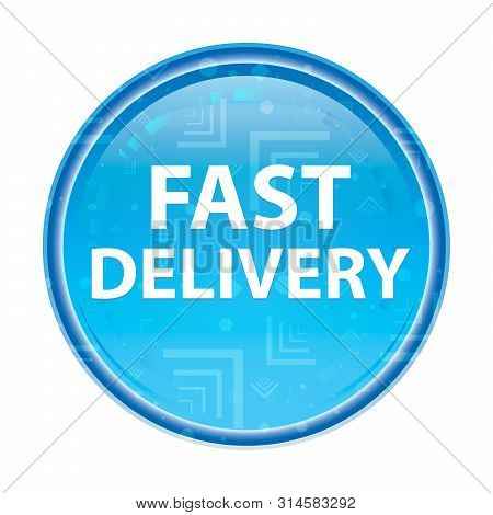 Fast Delivery Isolated On Floral Blue Round Button