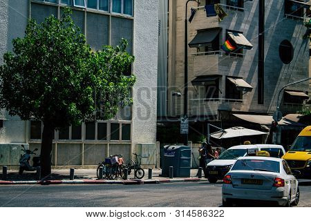 Tel Aviv Israel July 29, 2019 View Of Unknowns Israeli People Walking On Dizengoff Street At Tel Avi