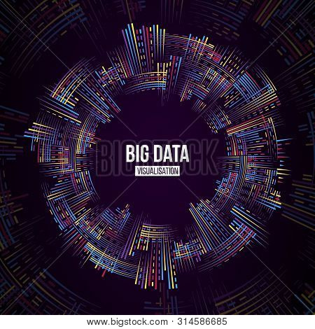 Big Data Visualization. Information Analytics Concept. Abstract Stream Information. Filtering Machin