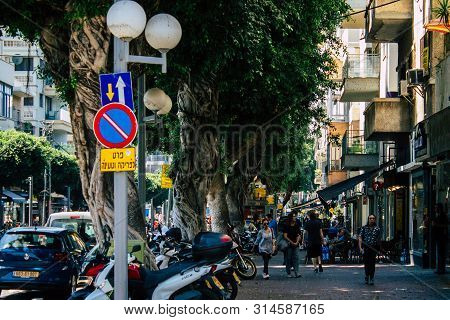 Tel Aviv Israel July 29, 2019 View Of Unknowns Israeli People Walking On Dizengoff Street At Tel Avi