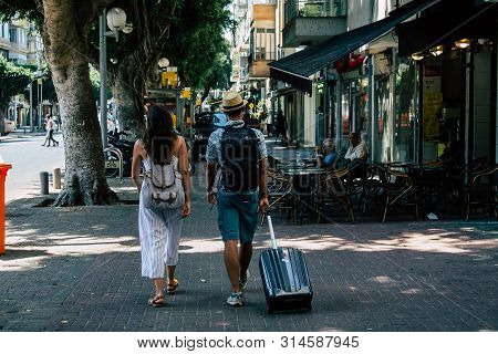 Tel Aviv Israel July 29, 2019 View Of Unknowns Israeli People Walking On Dizengoff Street At Tel Avi