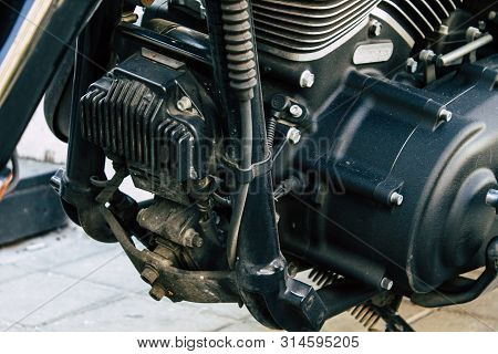 Tel Aviv Israel July 29, 2019 View Of A Harley Davidson Screamin Eagle 110 Parked In The Street In T