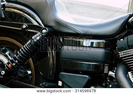 Tel Aviv Israel July 29, 2019 View Of A Harley Davidson Screamin Eagle 110 Parked In The Street In T
