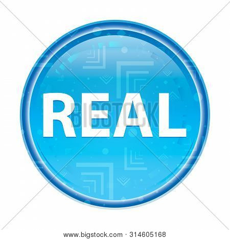 Real Isolated On Floral Blue Round Button