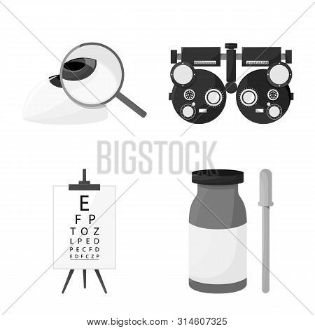 Vector Design Of Medicine And Technology Symbol. Set Of Medicine And Eyesight Vector Icon For Stock.