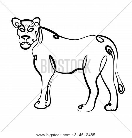 Figure Brush Contour.art Drawing Ink Contour Brush. Continuous Single One Line Hand Drawing Hand Lio