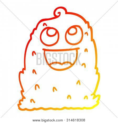 warm gradient line drawing of a cartoon lumpy ghost