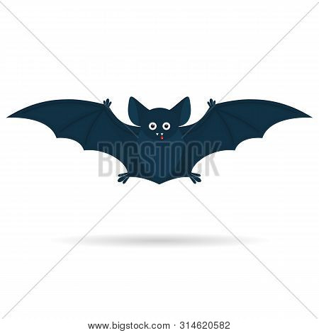 Been A Halloween Cute Bat With A Drop Of Blood Isolated On A White Background. Illustration.
