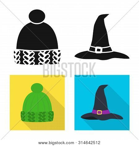 Vector Design Of Clothing And Cap Sign. Collection Of Clothing And Beret Vector Icon For Stock.