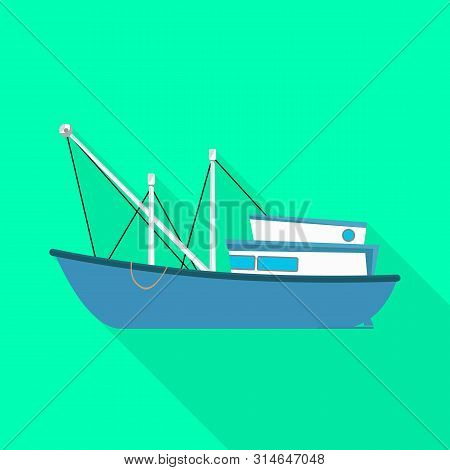 Isolated Object Of Trawler And Fishery Icon. Set Of Trawler And Ocean Stock Vector Illustration.