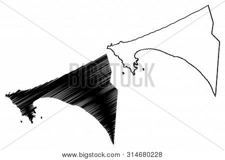 Dakar Region (regions Of Senegal, Republic Of Senegal) Map Vector Illustration, Scribble Sketch Daka