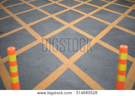 Trafic Yellow Line On The Road, Sign On Street