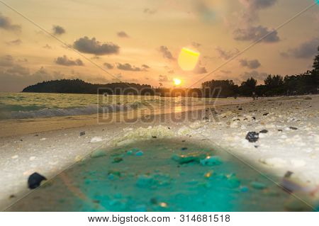 Sea Beace Sunset Colorful Sky With Cloud Summer Vacation