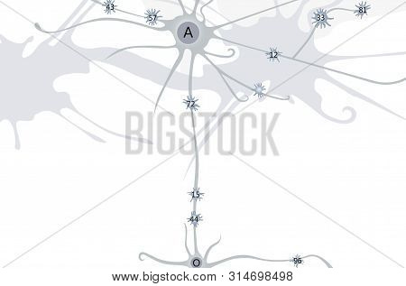 Neural Network With Letters And Numbers. Humorous Illustration. Background Image