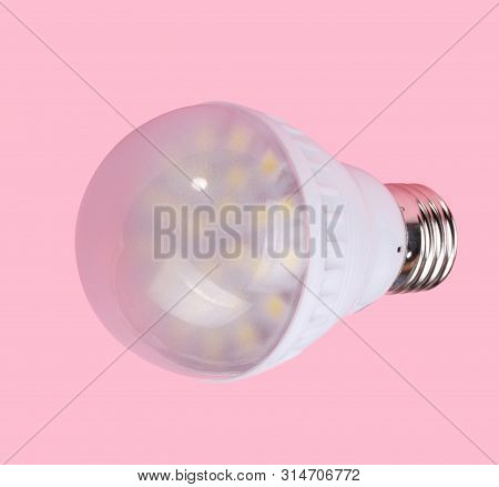 Led Tube Lamp On Pink Background At Dry Sunny Summer Day
