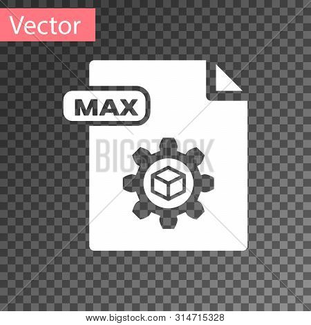 White Max File Document. Download Max Button Icon Isolated On Transparent Background. Max File Symbo