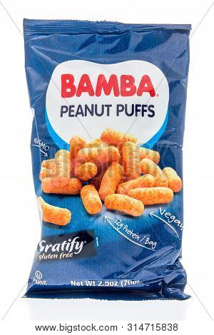 Winneconne, Wi - 1 July 2019 : A Package Of Bamba Peanut Puffs Gluten Free On An Isolated Background