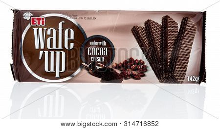 Winneconne, Wi - 10 July 2019 : A Package Of Eti Wafe Up Wafer Cream Cookies On An Isolated Backgrou
