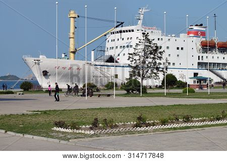 Wonsan, North Korea - May 3, 2019: The Man Gyong Bong 92 Cargo-passenger Ferry Moored At The Pier An