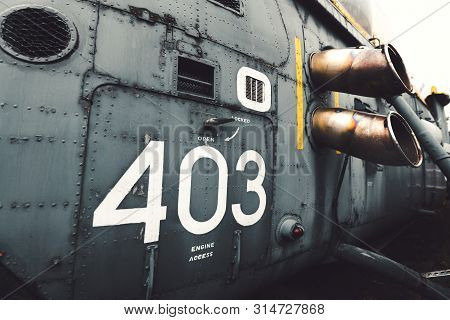 Doncaster, Uk - 28th July 2019: Close Up Shot Of The Westland Wessex Has1 British Helicopter On Disp