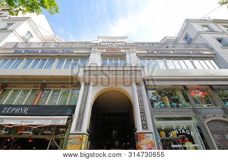 Paris France - May 24, 2019: Passage Jouffroy Shopping Street Paris France