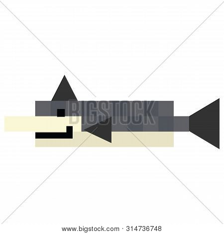Cute 8 Bit Mackerel Illustration. Retro Game Sealife Vector. Pixel Fish Clipart.