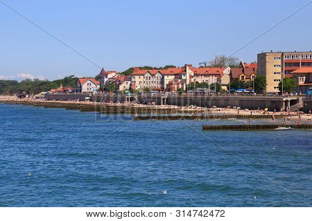 View Of The Sandy Beach On The Baltic Sea Coast In Famous Resort Zelenogradsk (formerly Known As Cra