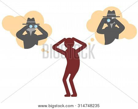 Paranoid Flat Style Concept Art Illustration On White