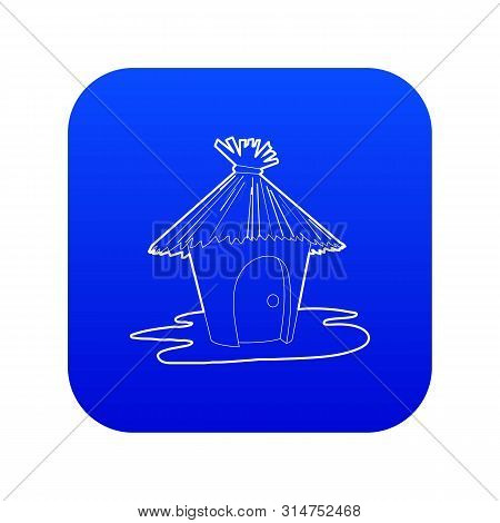 Hut Icon Blue Vector Isolated On White Background
