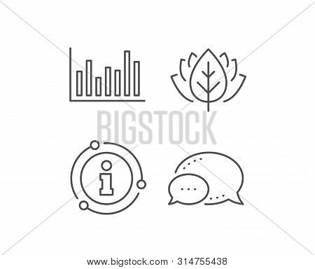 Column Chart Line Icon. Chat Bubble, Info Sign Elements. Financial Graph Sign. Stock Exchange Symbol