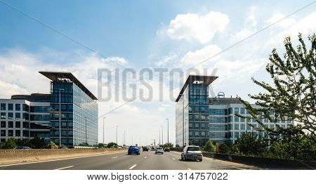 Paris, France - Jul 15, 2019: Office Buildings Headquarters With Dell Computers Logotype On The Top 