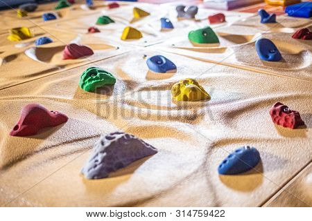 Chalenging Climbing Wall Activity Indoor Nobody Close Up