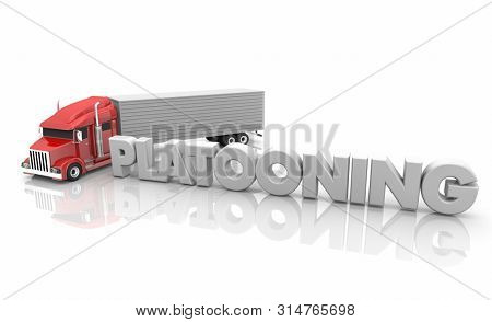 Platooning Trucking Convoy Transportation Hauling 3d Illustration