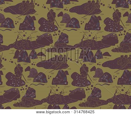 Stoneage Pattern Seamless Design. Decoration Textile And Paper Series
