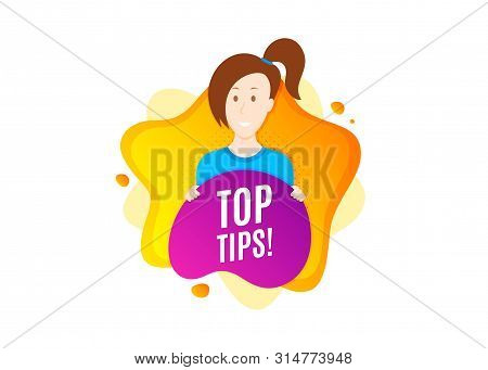 Top Tips Symbol. Cut Out People Badge. Education Faq Sign. Best Help Assistance. Dynamic Shape Offer