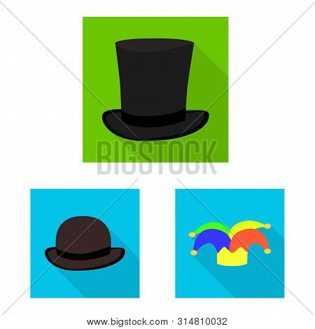 Vector Illustration Of Fashion And Profession Icon. Set Of Fashion And Cap Vector Icon For Stock.