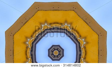 Panorama Frame Abstract Emlem Made From Yellow Tractor Arm