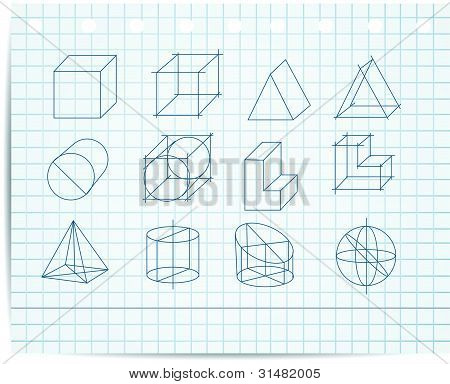 system obiektów geometrycznych na papier terminarz wektor