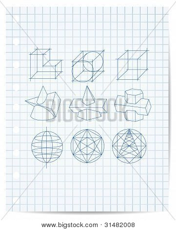 System obiektów geometrycznych na papier terminarz wektor